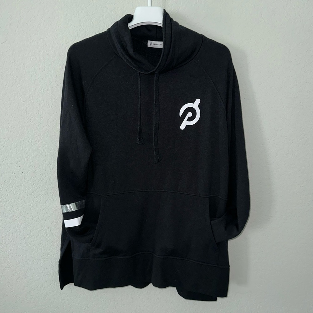 Peloton Legacy Funnel Neck Pullover Sweatshirt Black Small Cowl Neck - Picture 3 of 5